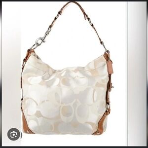 Vintage Coach Carly Hobo Bag Cream and Tan